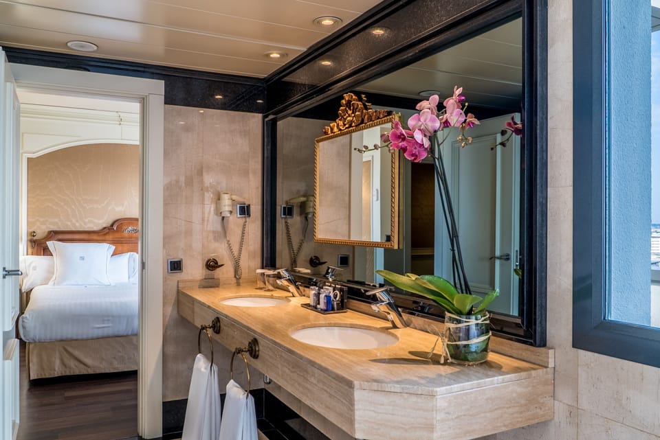 Free toiletries, hair dryer, bidet, towels