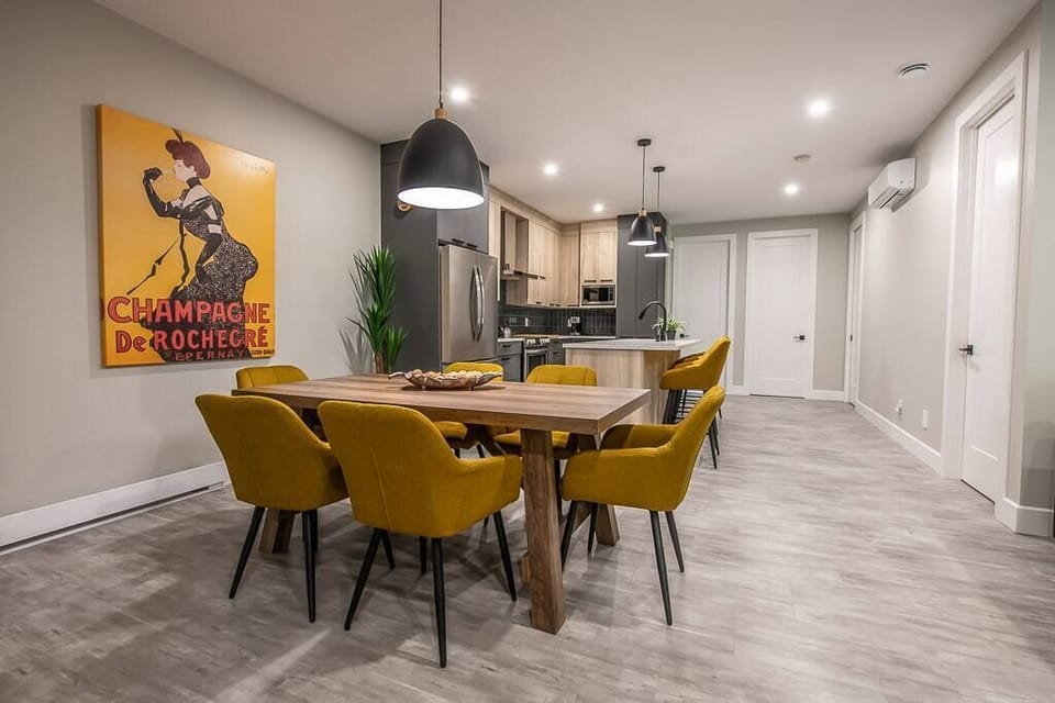Dining table and kitchen