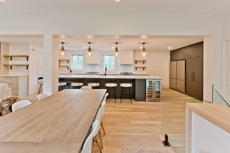 Dining table and kitchen 