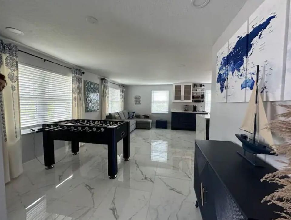 Entrance and foosball area