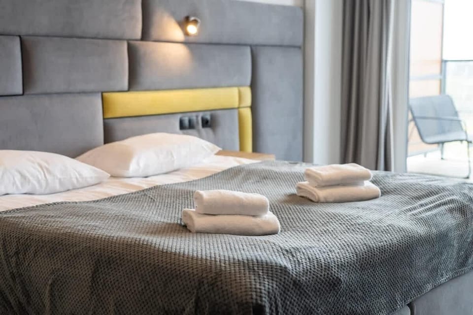 Soft pillows on the bed. 