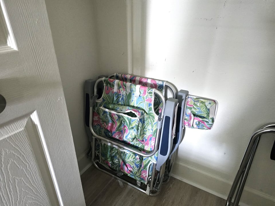Enjoy the beach chairs stored in the condo.