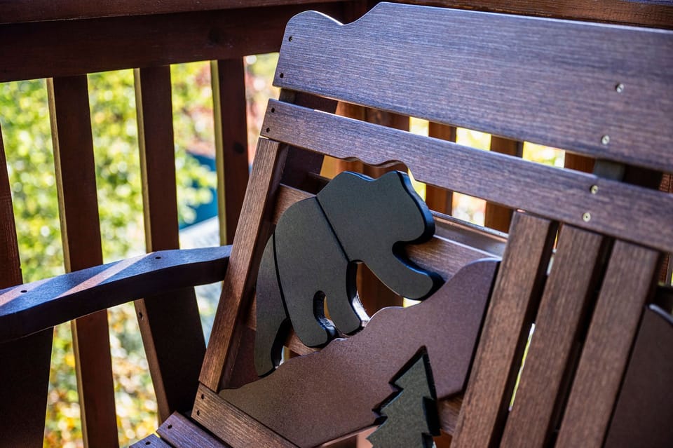 Some Peak Somewhere Cabin's deck with stunning views