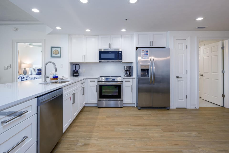 The kitchen is stocked with all the basics.