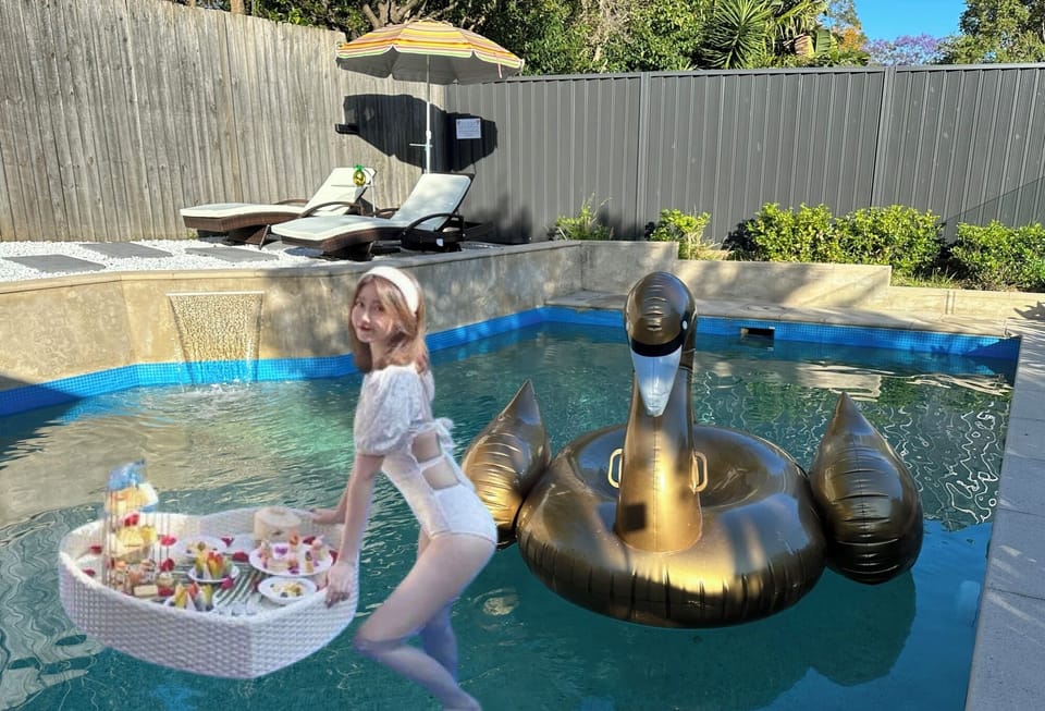 Swimming pool white love heart floating tray is available in Bedroom 1 wardrobe.