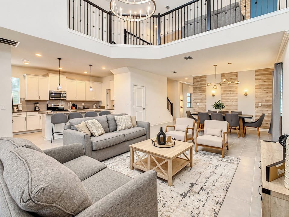 Spacious Open-Concept Living Room with High Ceilings