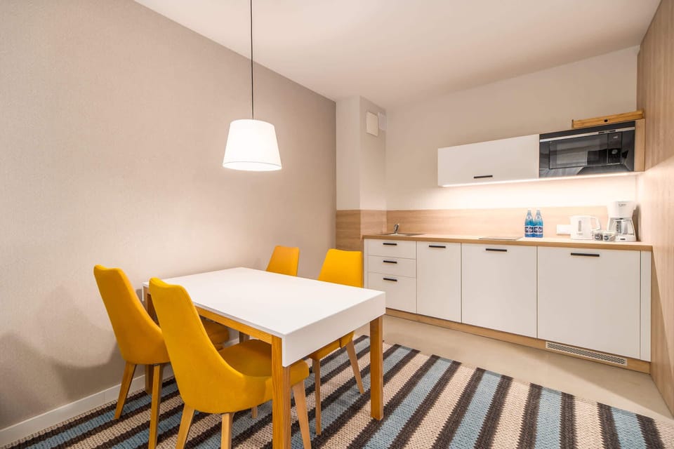 Functional dining area.