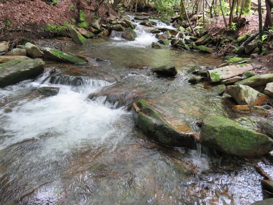 Middle creek falls in front of the hot tub