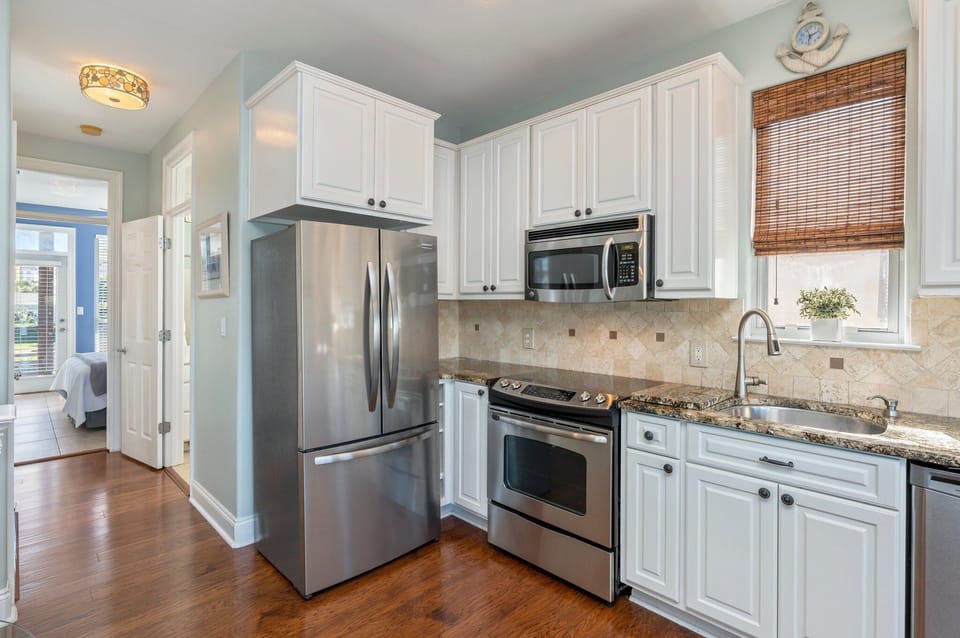Updated kitchen with stainless steel appliances