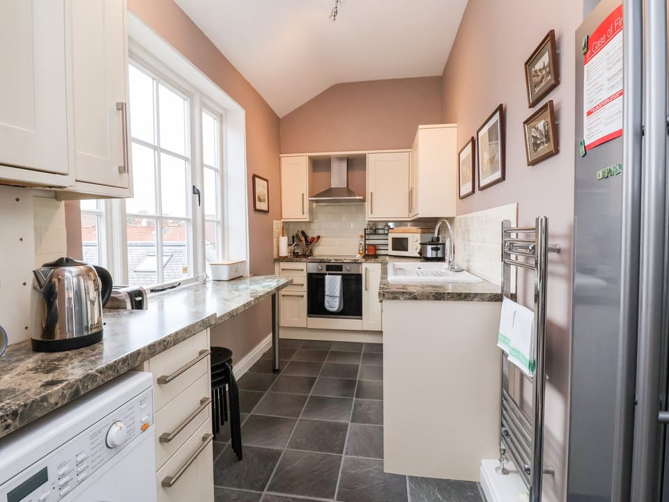 Fridge, dishwasher, electric kettle, toaster