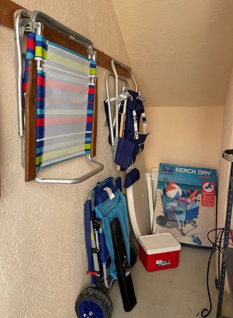 Beach accessories in the front storage closet