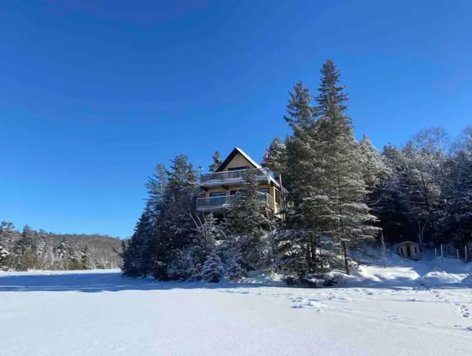 THuRSK Cottage overlooking frozen Palmerston Lake