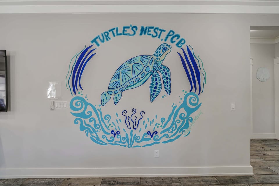 Beautiful hand painted mural, perfect for a photo op!