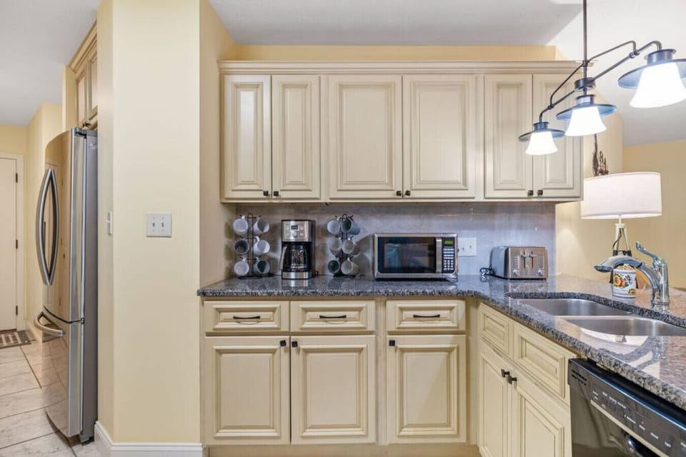 Kitchen is open to gathering area
