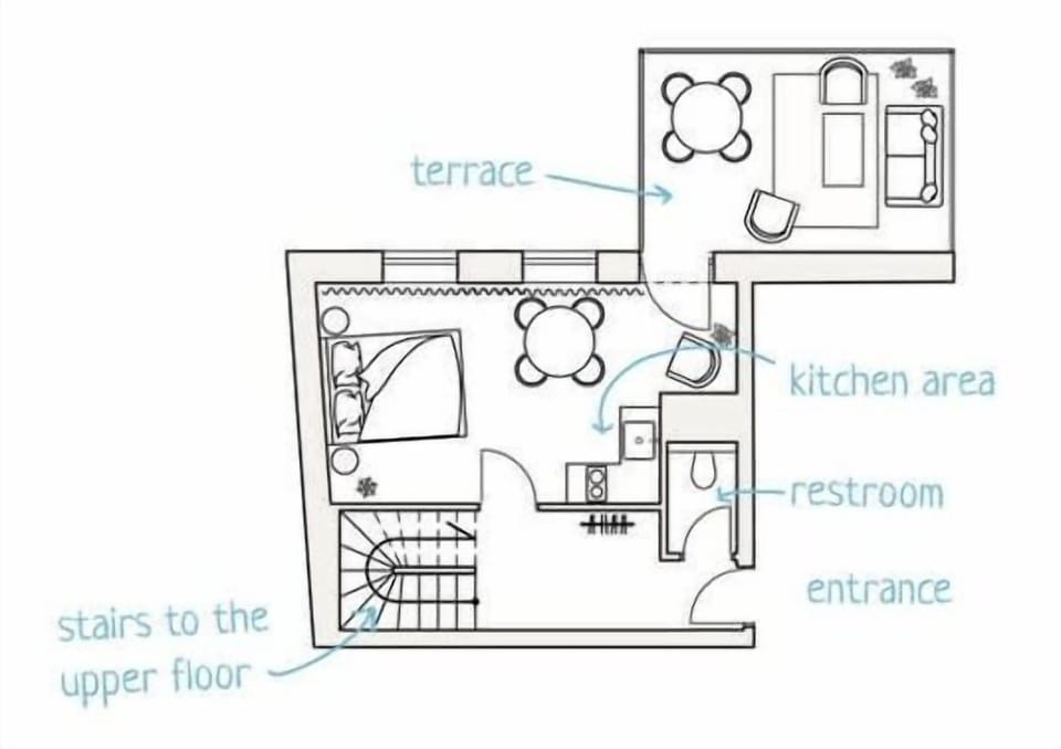 Floor plan of the main level of the apartment