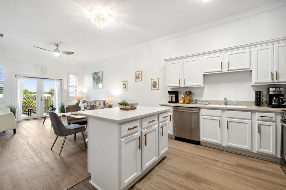 Open kitchen with middle island