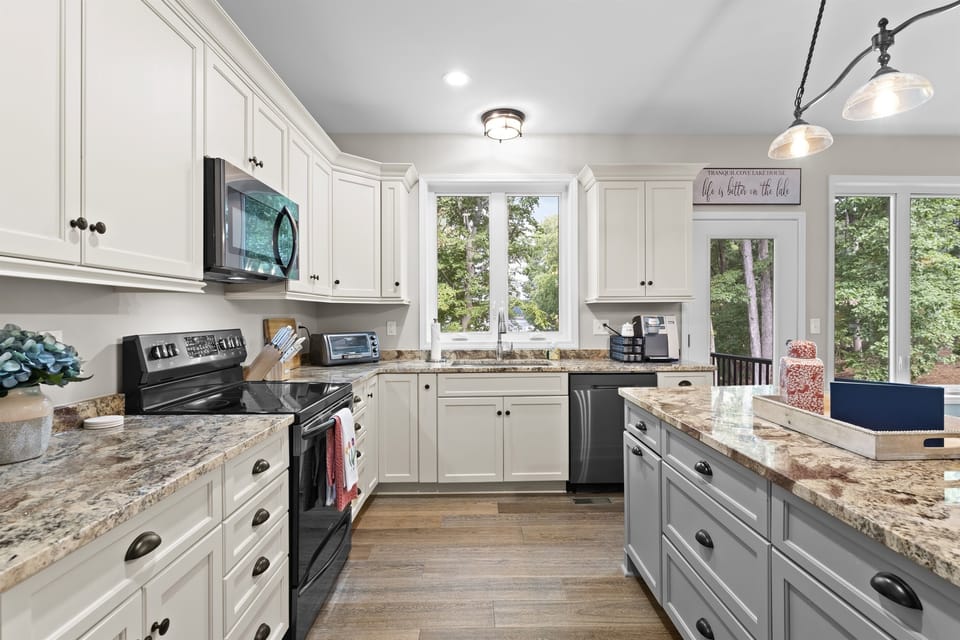 Fully loaded kitchen with all major appliances, dishes, etc.
