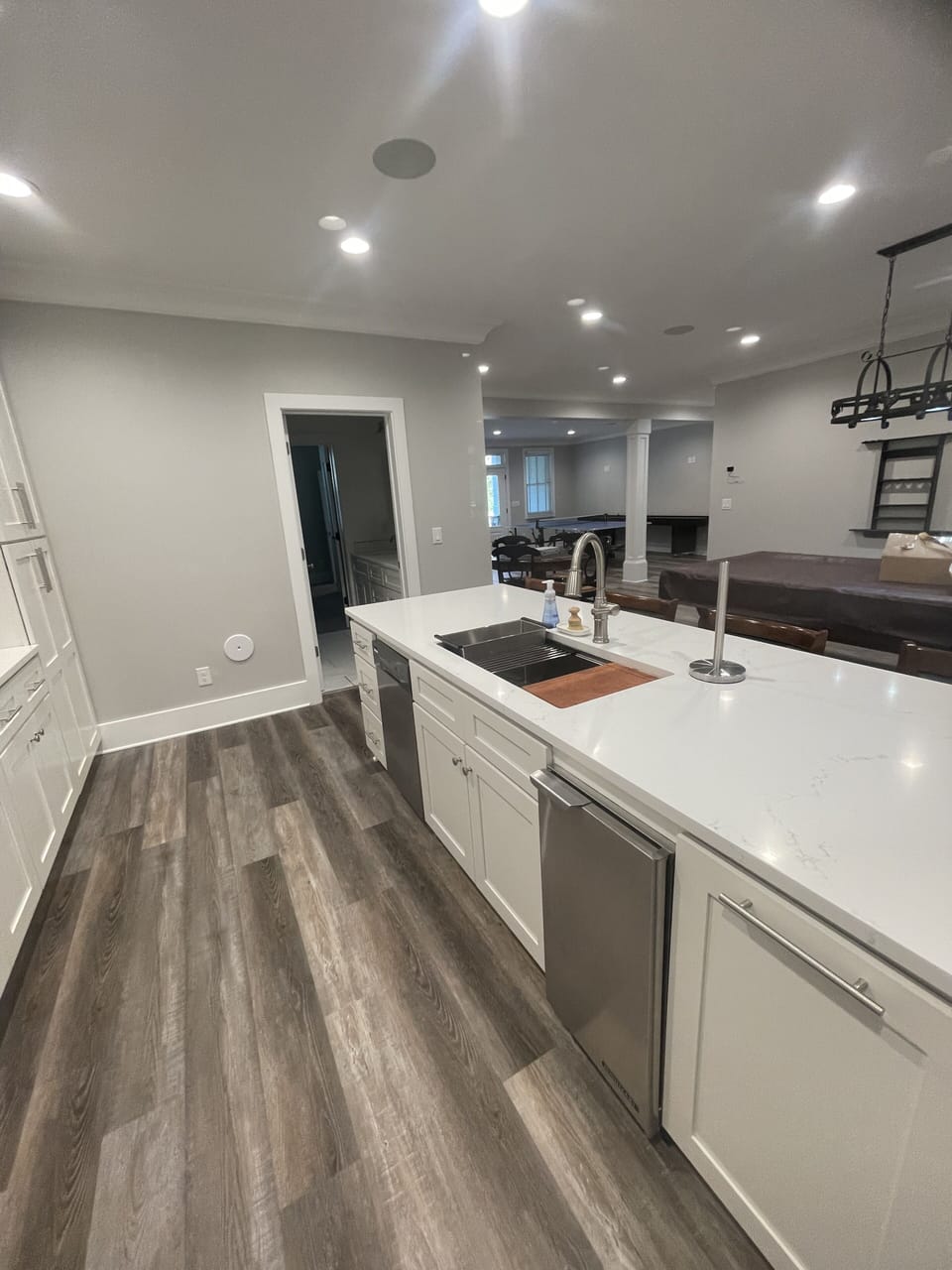 Basement island/ pool table and poker table