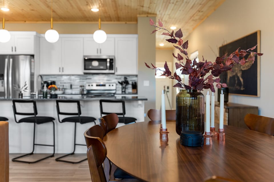 Dining Area: Elegant space for memorable meals with friends and family, accented by chic decor!