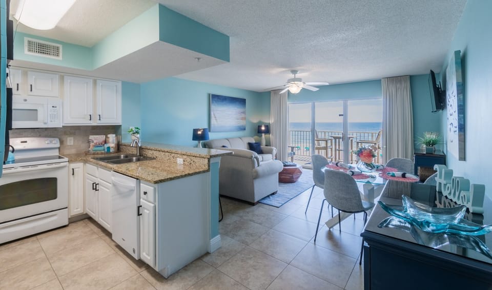 Kitchen, living and dining room all have an amazing view 