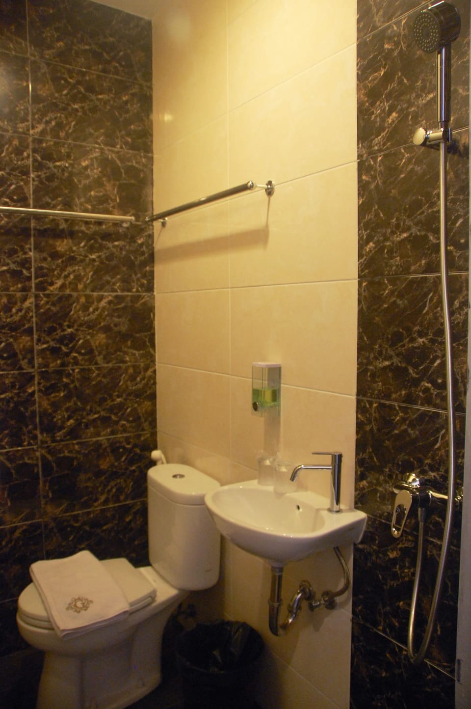 Shower, free toiletries, hair dryer, slippers