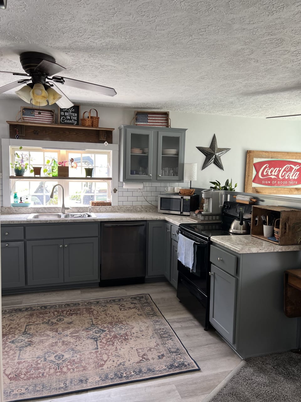 Kitchen with new stove, refrigerator and dishwasher