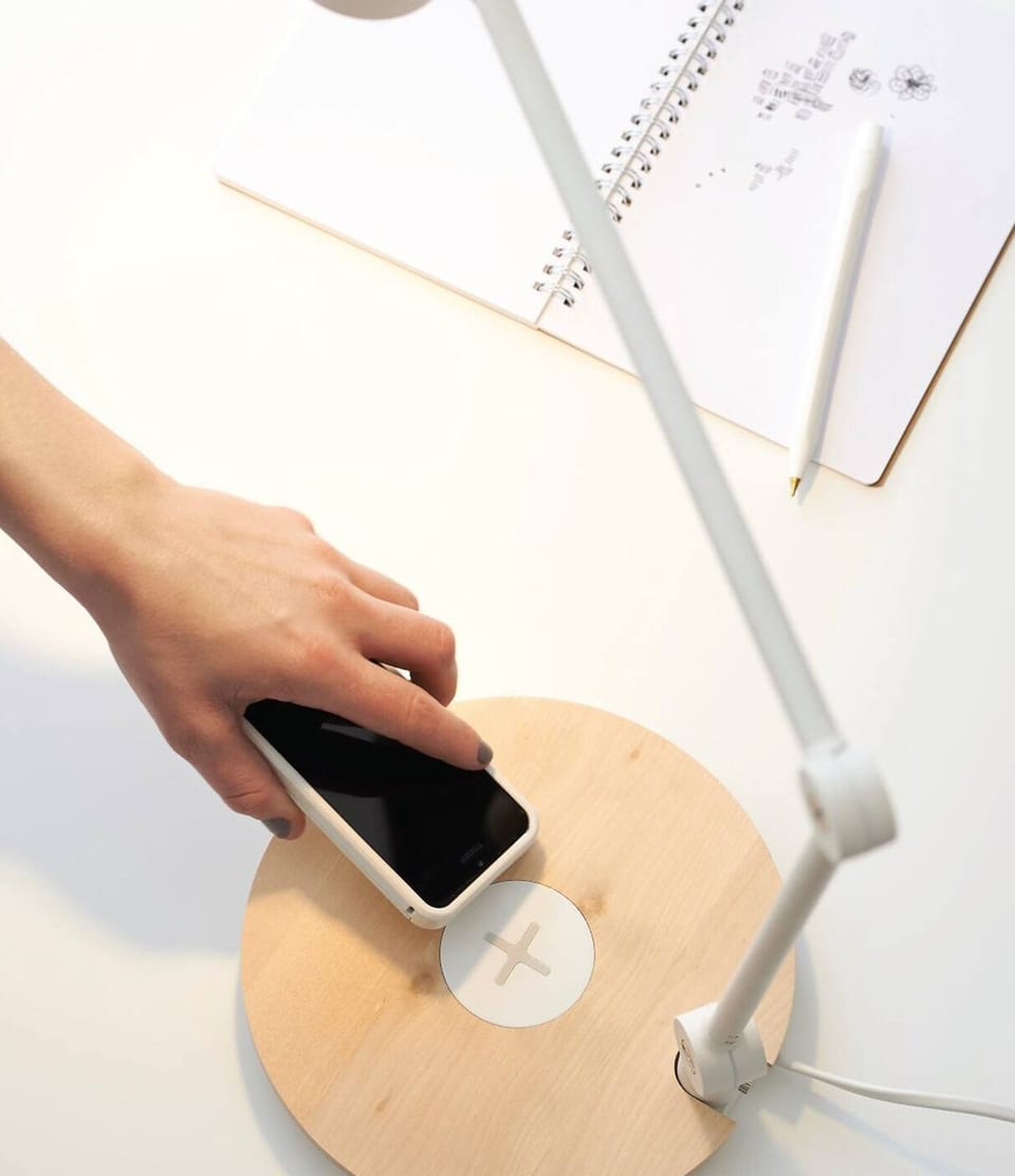 LED lamps with built-in wireless charging—just place your phone on top.