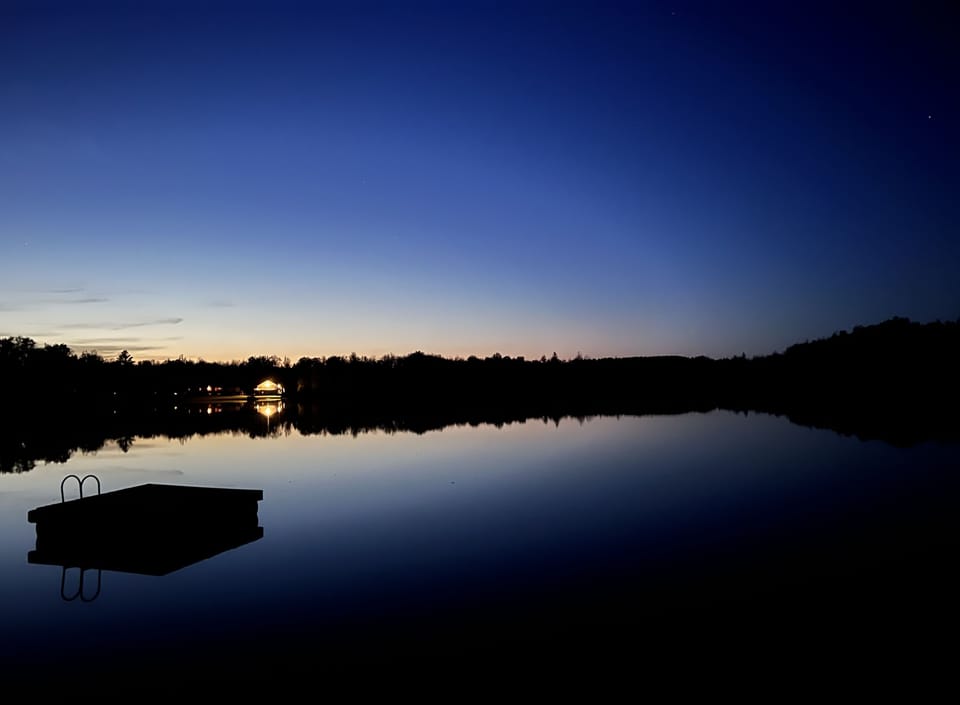 On the dock at twlight. 