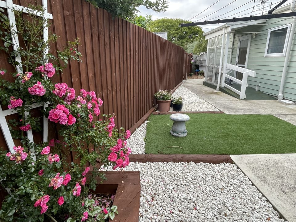Courtyard at rear of cottage with ramp access