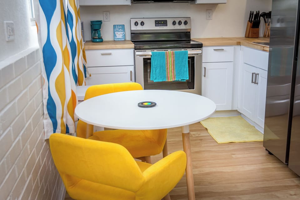 Retro Style Kitchen - Dining table, Stainless Fridge, Stove,  Microwave. ALL NEW