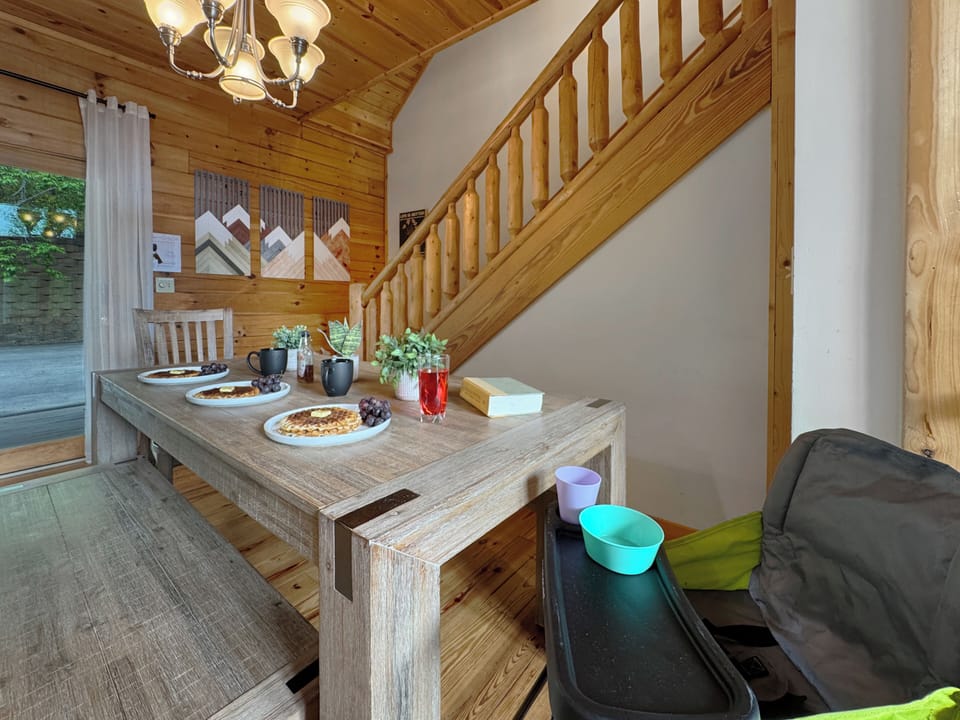 Gather around the large dining table in the kitchen—perfect for family meals, game nights, or sharing stories over coffee. This inviting space makes it easy to connect, dine, and create memories together during your stay.