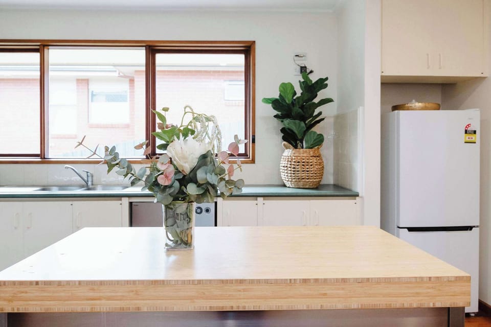 Open plan kitchen with dishwasher