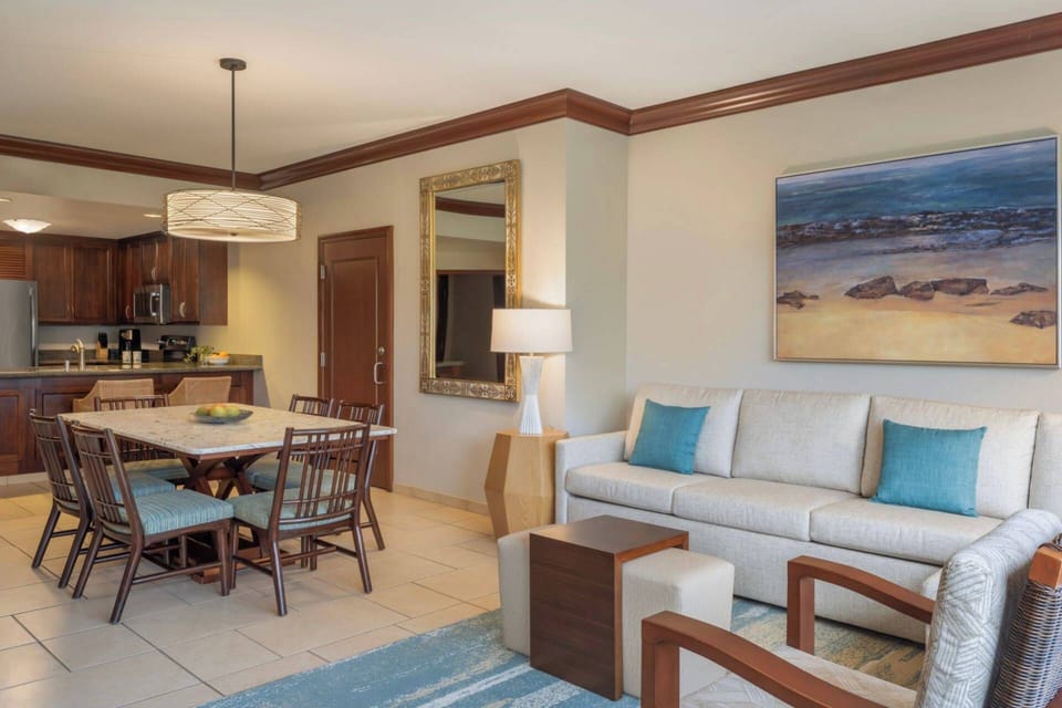 Living Area features a Queen Sleeper Sofa.