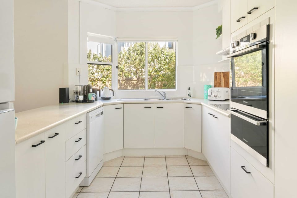 Make the most of the fully functional kitchen with appliances.