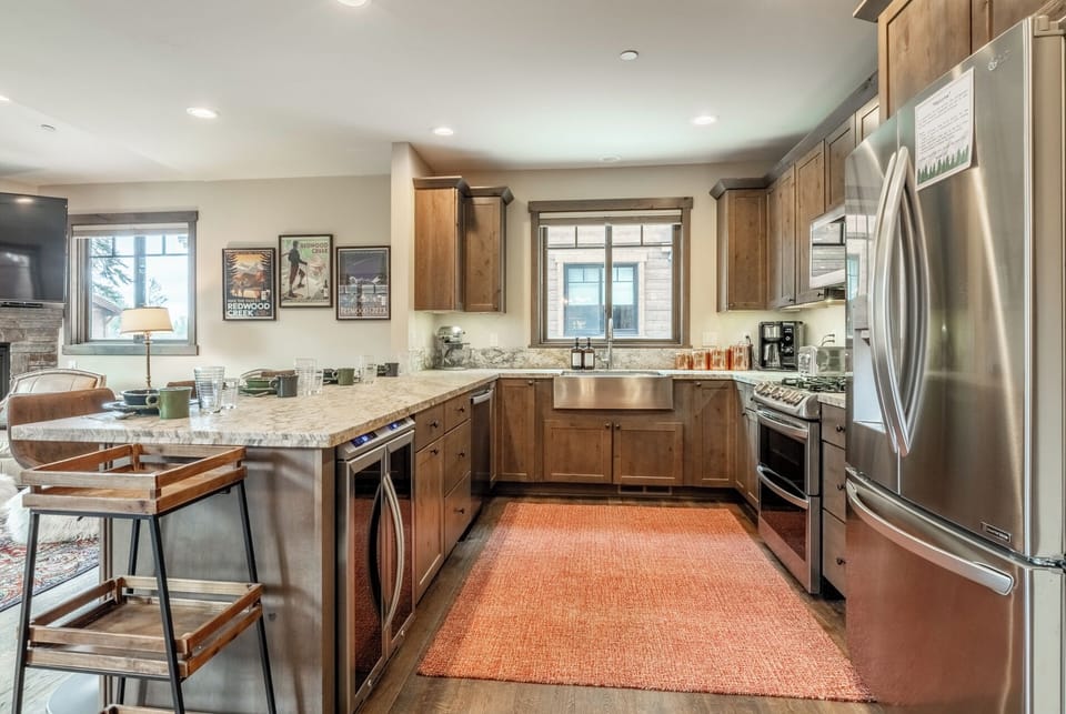 Two full kitchens mean preparing meals for large groups is simple and enjoyable.