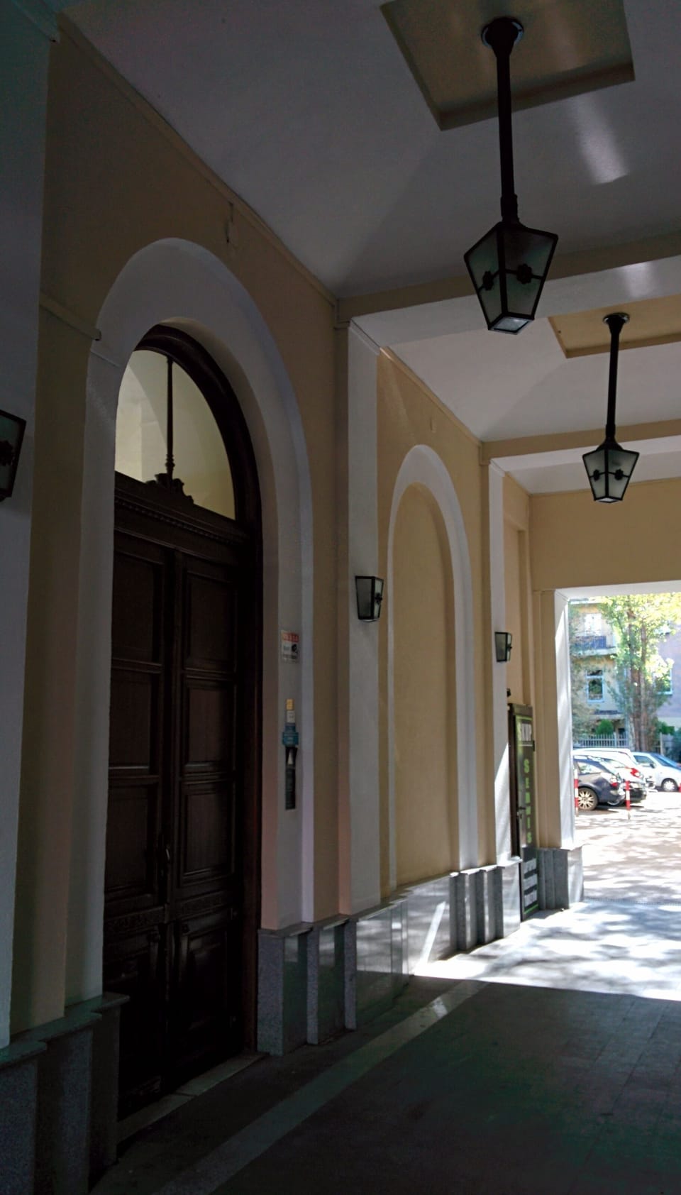 On the left is the entrance door