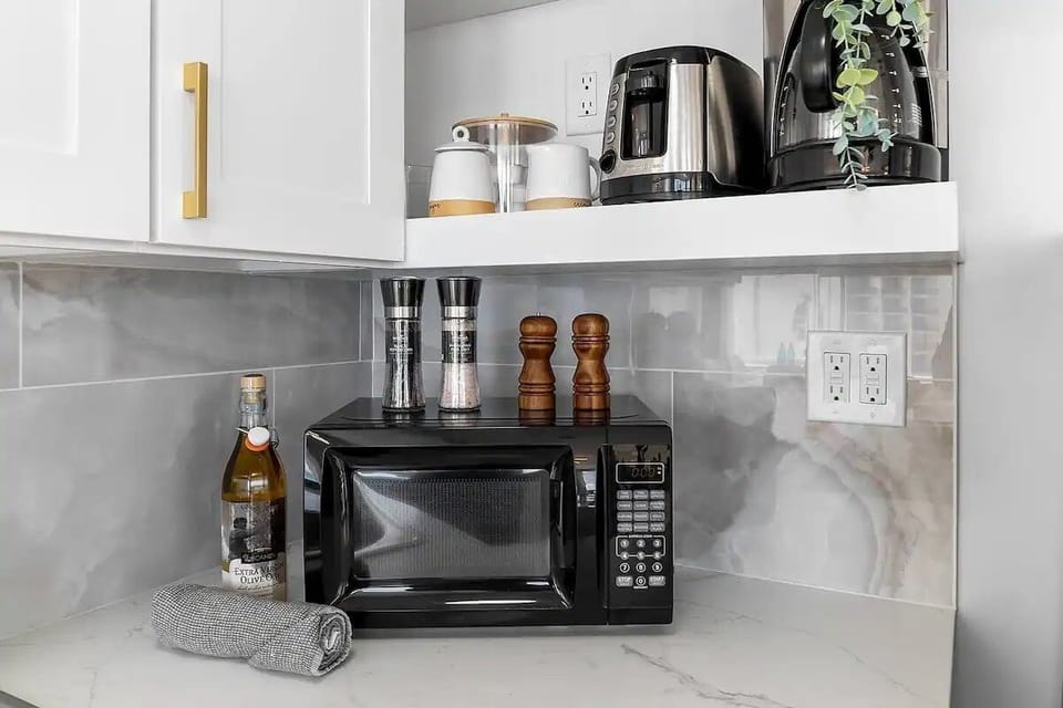 Stylish kitchen corner with modern appliances for a convenient, easy stay