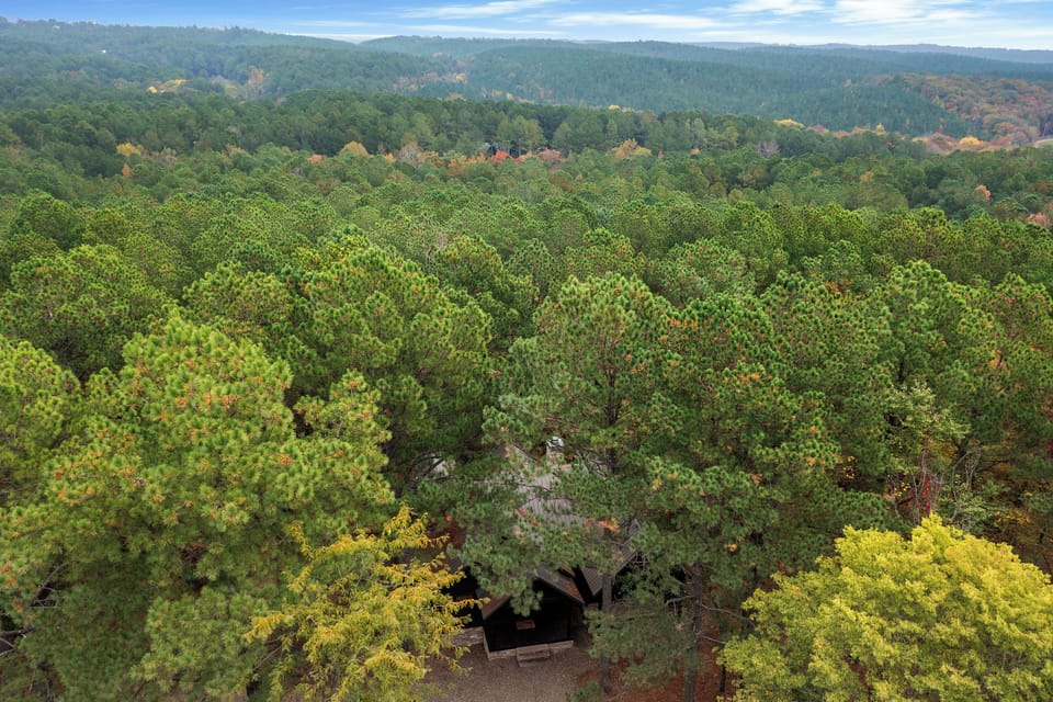 House Wolf Lodge nestled on 3 acres among the trees.