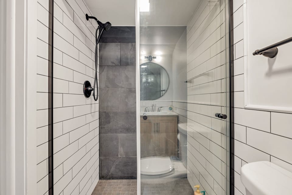 loft bathroom with shower