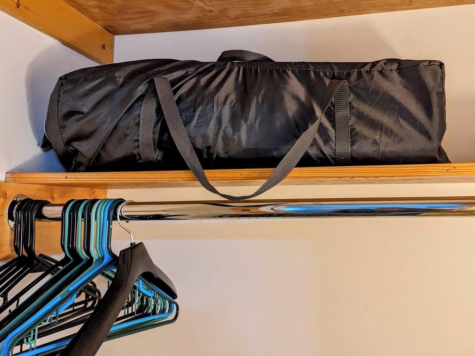 A Pack'n'play in the main bedroom closet