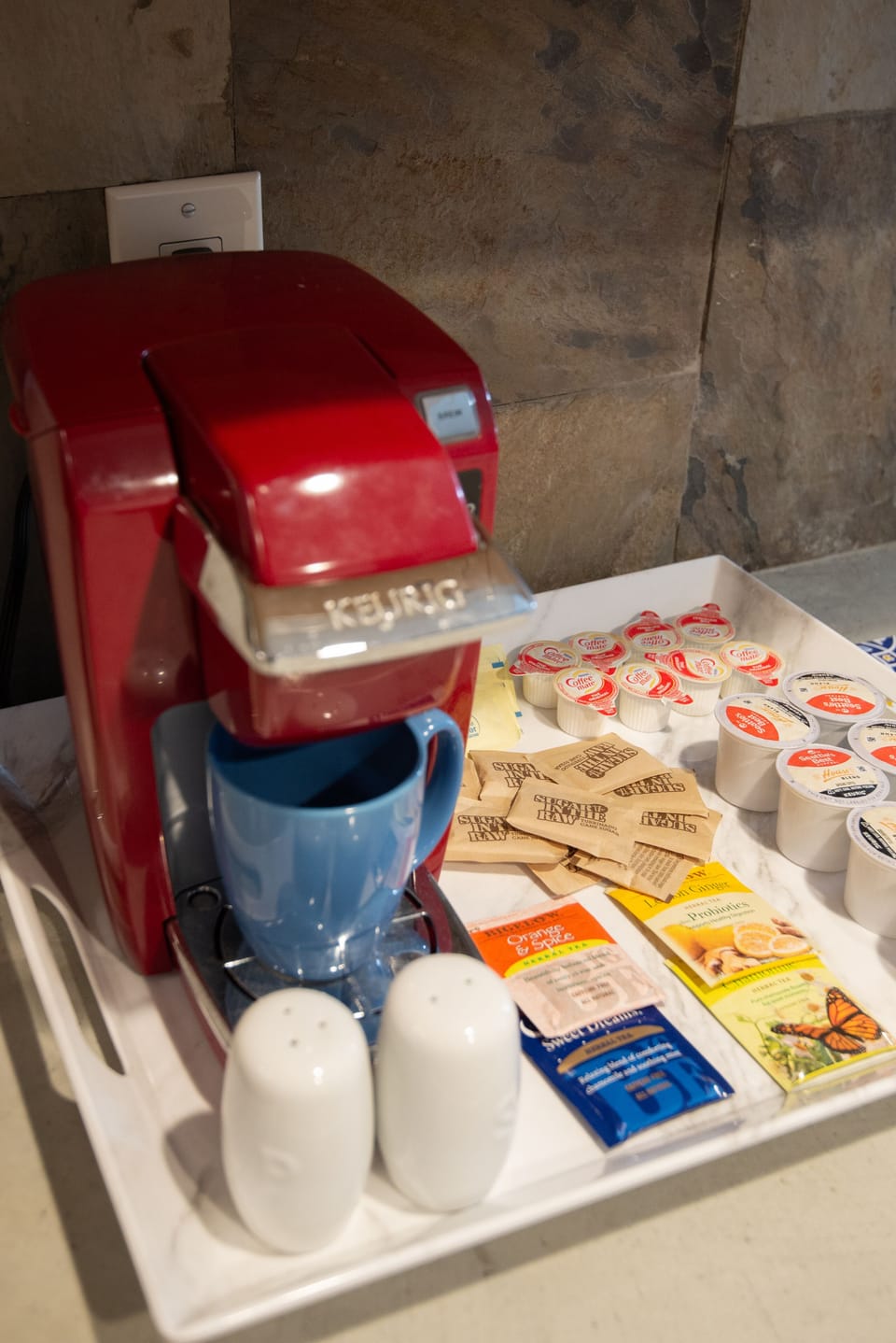 Essentials to make coffee or tea.