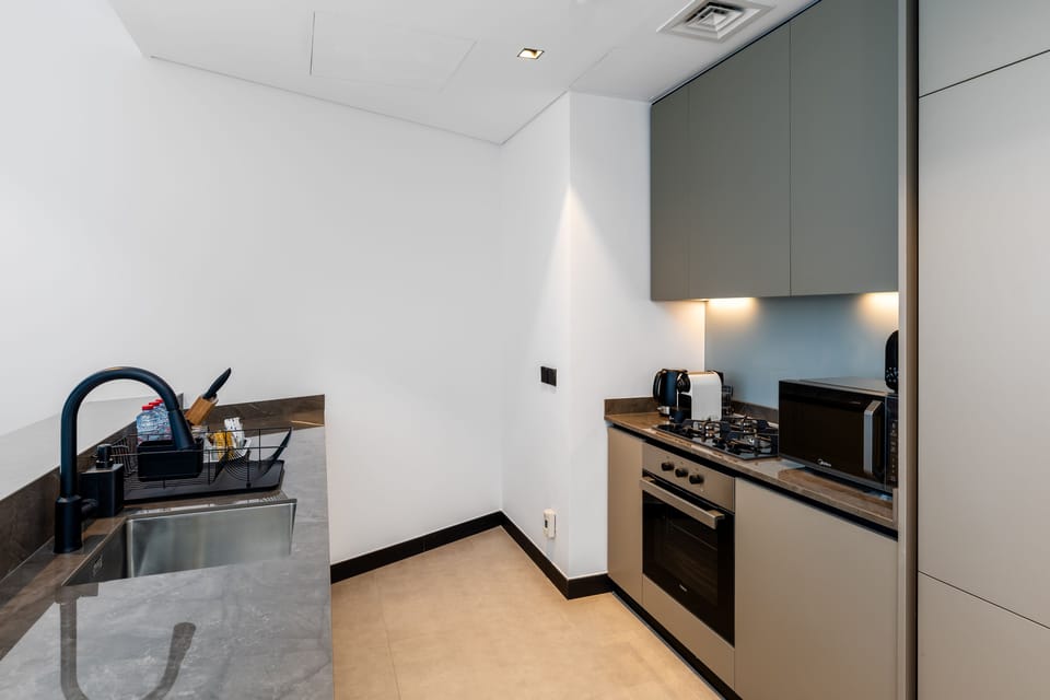 Deluxe Apartment | Private kitchen | Fridge, microwave, oven, dishwasher
