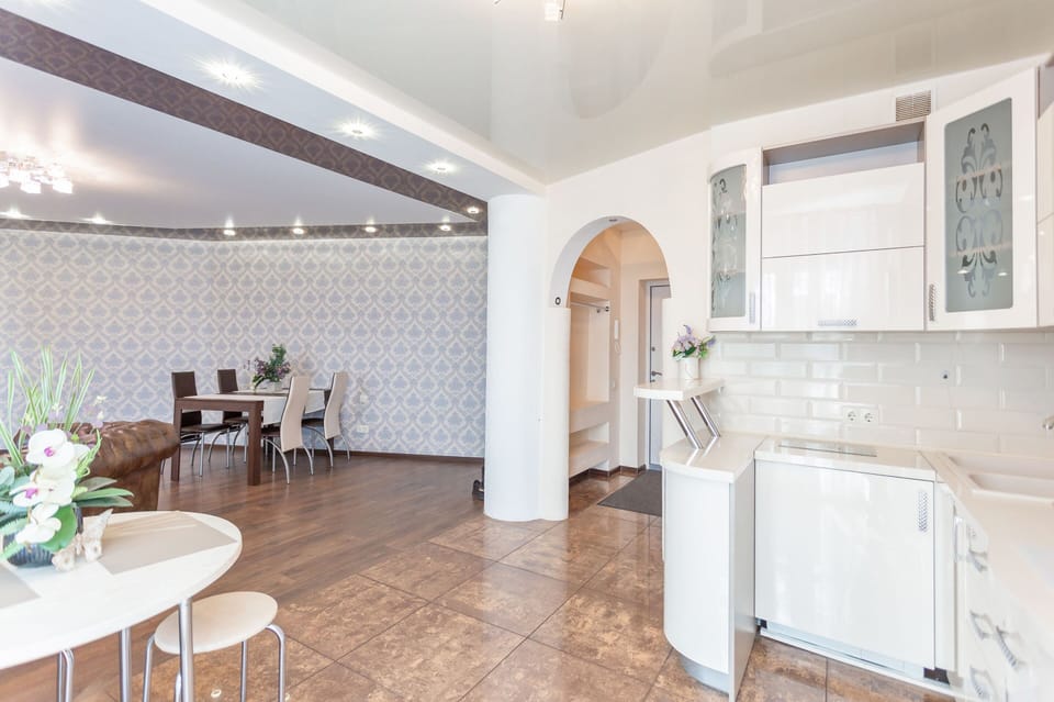 Apartment | Private kitchen | Full-size fridge, microwave, oven, stovetop