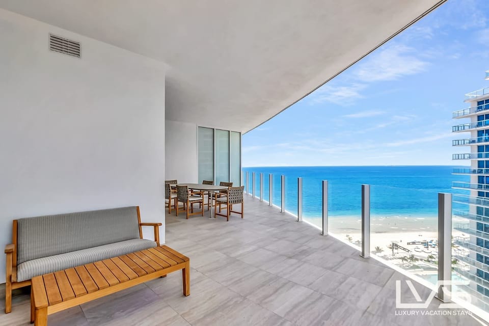 Outdoor Dining & Lounge Area with Ocean View