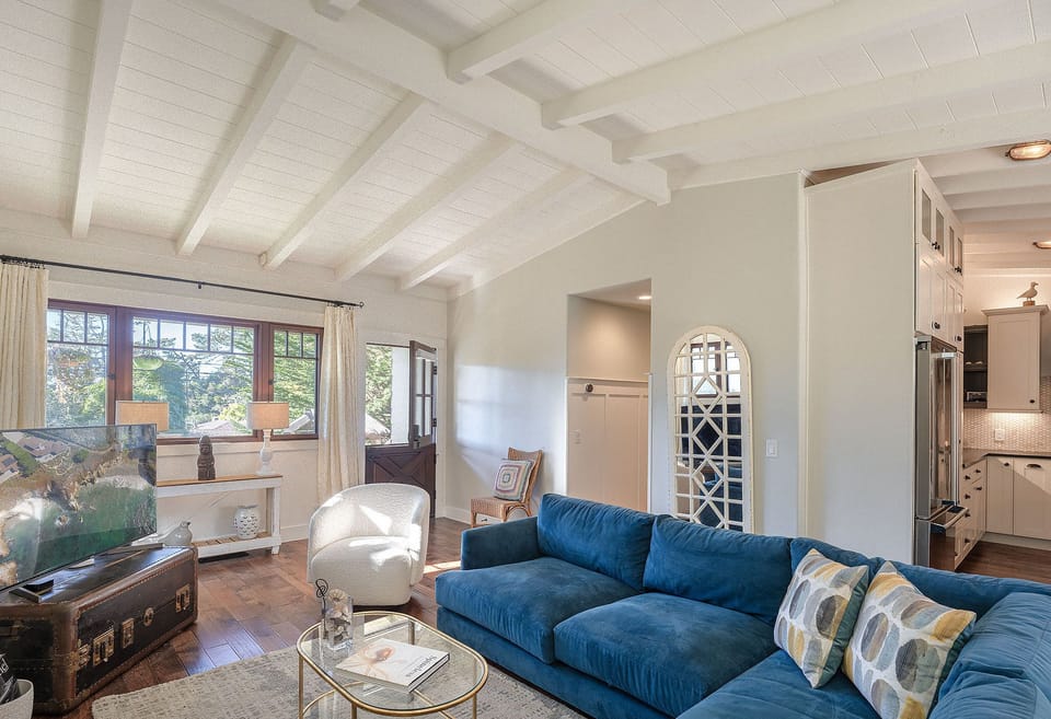 Living Room with Gas Fireplace and Smart TV