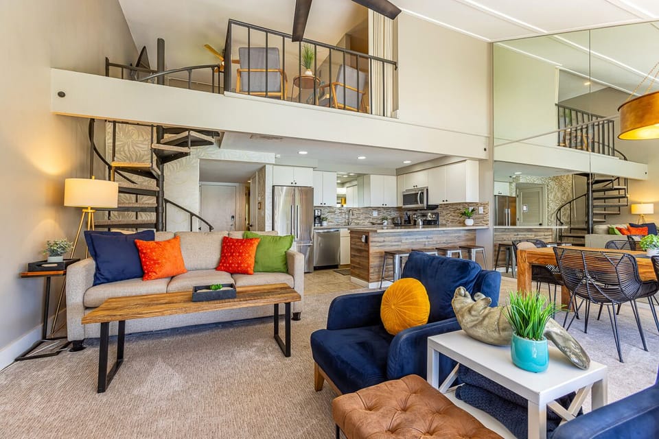 Open living space with a loft