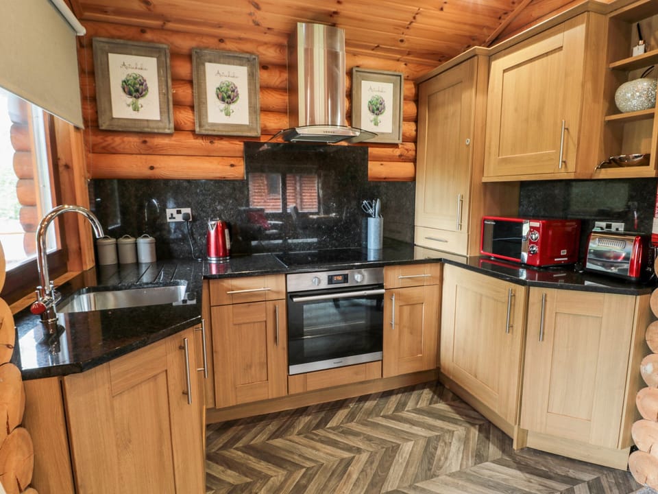 Fridge, electric kettle, toaster, cookware/dishes/utensils