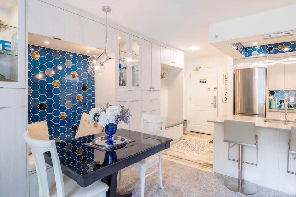 A cozy, spacious, full-functioning kitchen equipped with all your cooking and baking needs
