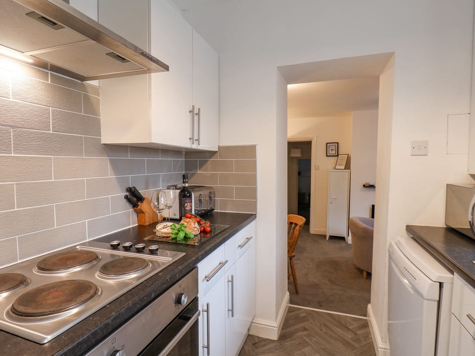 Fridge, dishwasher, electric kettle, toaster
