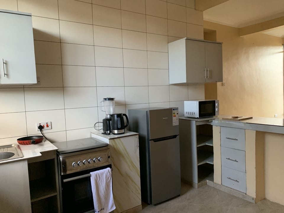 Fully furnished kitchen with 3 plate Gas cooker and 1plate electric.